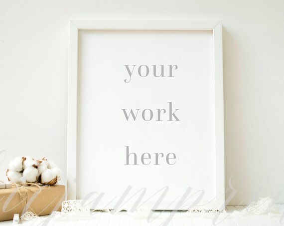 Boho White Vertical Frame Mockup Frame Mockup
