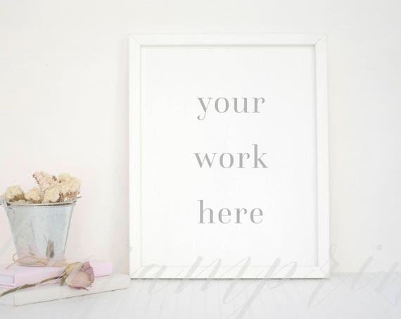 Frame Mockup White Mockup Floral Mockup Styled Stock Photography Frame Mockup White Mockup Floral Mockup Styled Stock Photography