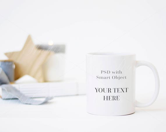 Mug Mockup White French Grey Christmas Theme