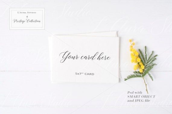 Feminine Invitation Stationery Mockup Floral 5x7 Card Mockup Styled