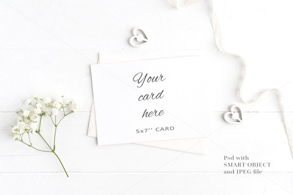 Wedding Stationery Mockup Floral Feminine Invitation 5x7 Card Mockup