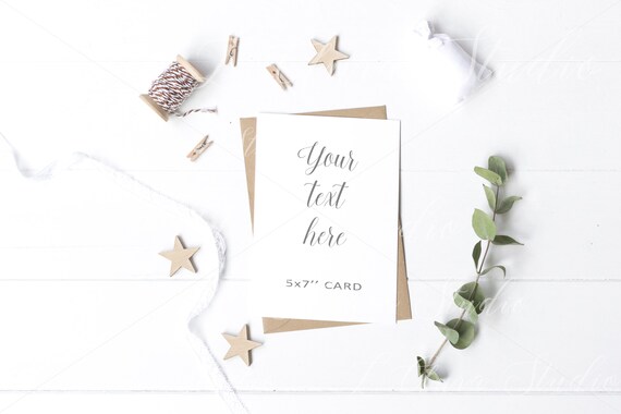 Stationery Mockup 5x7 Inch Kraft Card Mockup