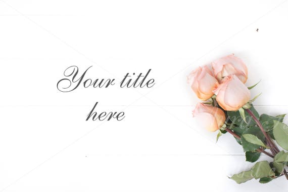 Floral Styled Desktop Flat Lay Mockup Rustic Mockup Stock