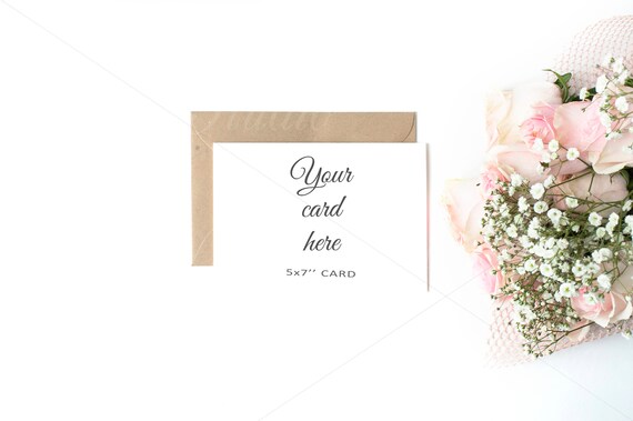 5x7 Wedding Card Mockup Floral Feminine Invitation Stationery Mockup