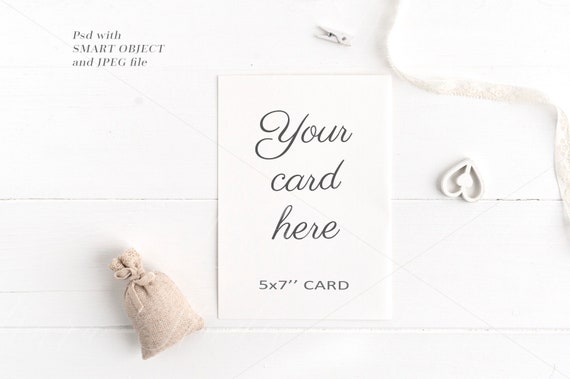 Wedding 5x7 Card Mockup Minimal Feminine Invitation Stationery Styled