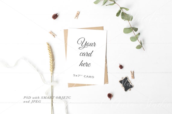5x7 Inch Kraft Card Mockup Stationery Mockup