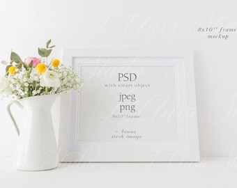 Download Spring Frame Mockup Floral Wedding 8 10 Horizontal Mock Up High Resolution Jpeg File Psd Png For Illustration Prints Website Blogger Free Downloads 4 444 Logo Mockups PSD Mockup Templates