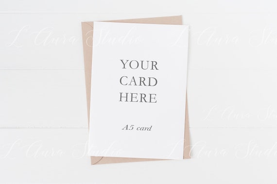 A5 Stationery Mock Up Kraft Envelope White Card For Wedding Etsy