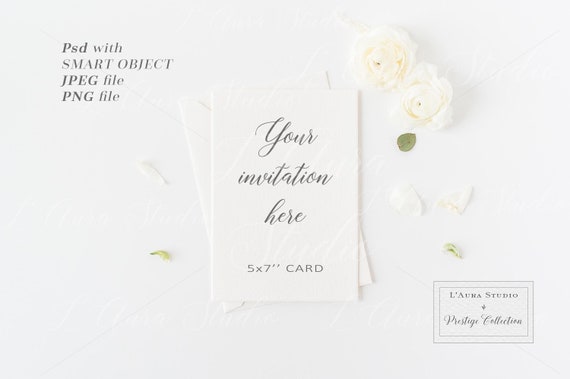 Floral 5x7 Card Mockup Feminine Invitation Stationery Etsy