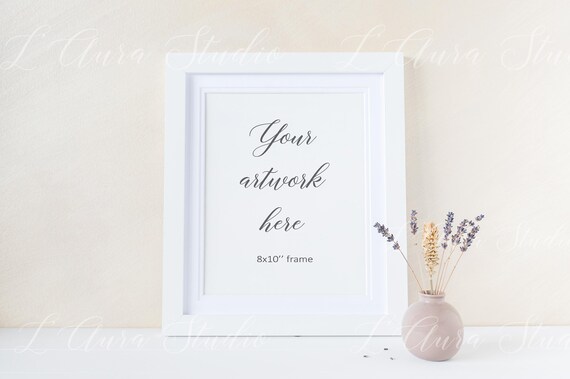 Frame Mockup 8x10 White Floral Minimalist Jpeg Etsy