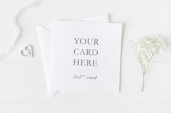 Download Wedding Square Card Mockup Feminine Invitation Stationery Etsy PSD Mockup Templates