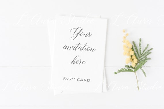 Greeting Card Mockup Floral Styled Stock Photography Etsy