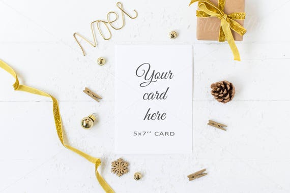 Christmas Stationery Mockup 5x7 Inch White Card Mockup Etsy