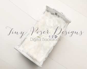 Newborn Digital Background / Backdrop Newborn Photography Digital Prop White Cradle with White fur Instant Download