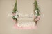 Pink and White Floral Swing Digital Newborn Backdrop Prop Easter Spring 