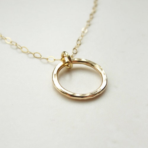 Eclipse Minimal Gold Circle Necklace Delicate Gold Fill Etsy UK
