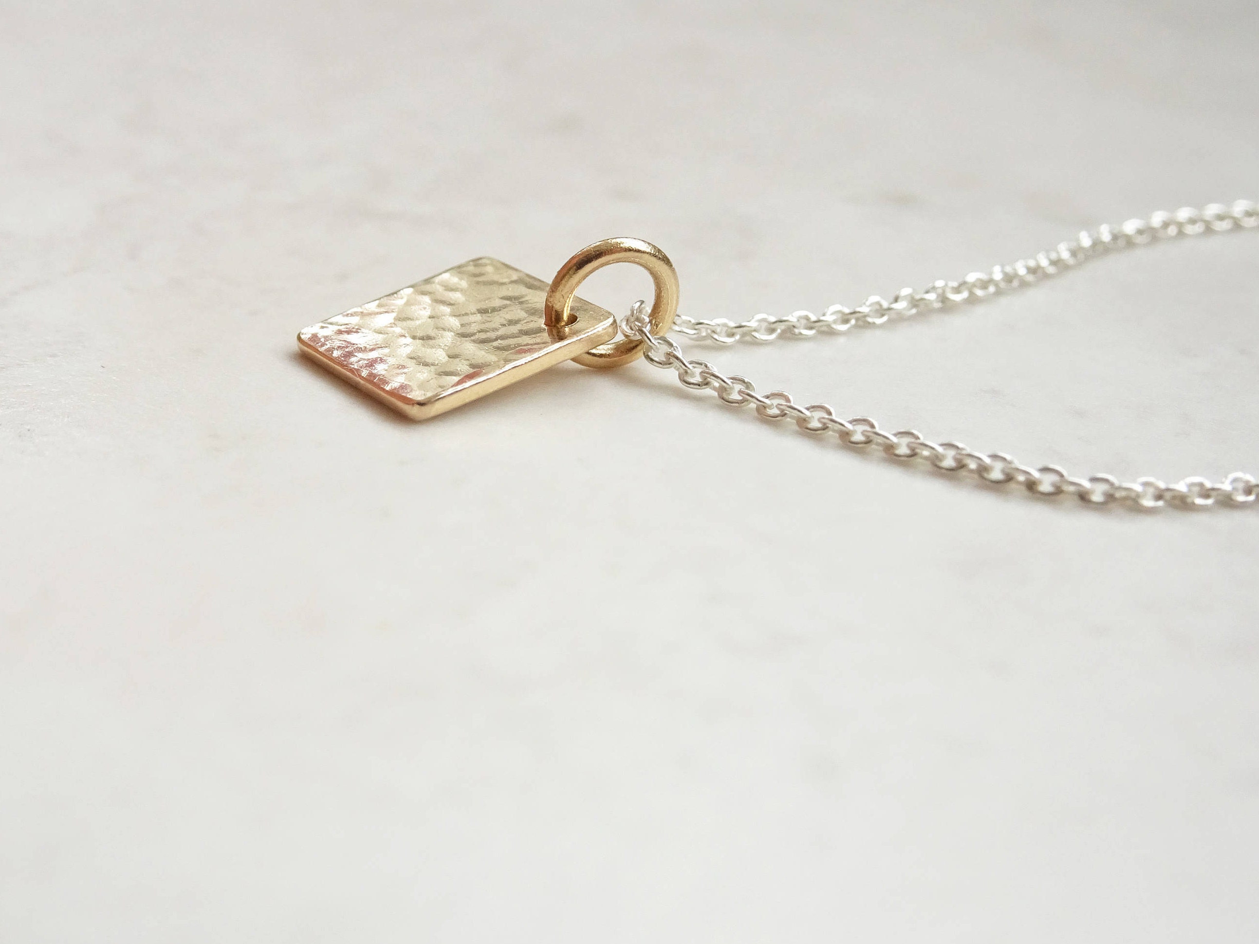 9ct Gold Pendant Gold and Silver Necklace Mixed Metal Etsy