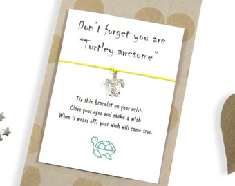 Turtle Wish Bracelet. Turtle Charm Bracelet. Friendship Bracelet. Turtle Jewelry. Turtle Gift. Wish Bracelet Gift. Stocking filler.