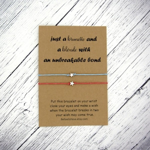 Friendship matching bracelet set, wish bracelet set, best friend bracelet for 2, best friend wish bracelet, brunette and blonde best friend