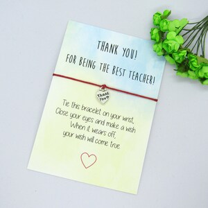 Best teacher Gift, Wish Bracelet, Bracelet Gifts for teachers, Teachers Appreciation Gift, Thank you gift Teacher, Teacher Jewelry.