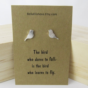 Silver Stud earrings, Stud Earrings Silver, Inspirational Jewelry, Bird earrings, Bird studs, Bird jewelry, Gift for her.