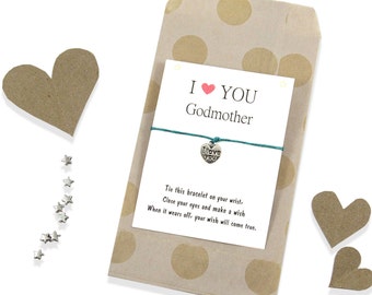 Godmother Gift - Wish Bracelet - Baptism Gift - Gift for Godmother - Godparent Gift - Godmother Bracelet - Fairy Godmother - Godmother to be
