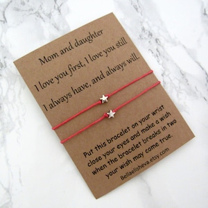 Set of Two mother Daughter Bracelets - Mom and Daughter Bracelets set - Gift for mom from Daughter - Wish Bracelet.