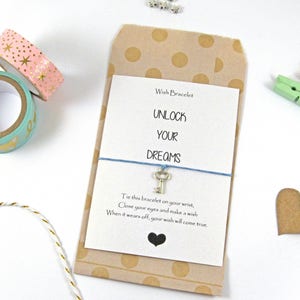 Make a wish Key Bracelet, Dreams Wish Bracelet, Follow your dreams, Unlock your dreams, Best Friend Bracelet, Friendship Bracelet.