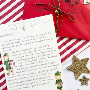 Carta de llegada personalizada de elfo navideño