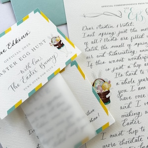 Tarjetas de búsqueda de huevos de Pascua personalizadas del conejito de Pascua: pistas para búsquedas del tesoro en interiores y exteriores: actividades y juegos de Pascua para niños