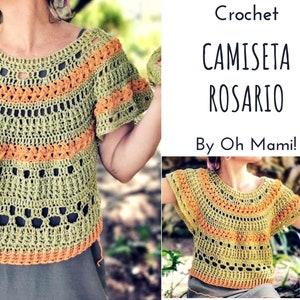 Pattern in PDF and downloadable video tutorial ROSARIO Crochet T-SHIRT