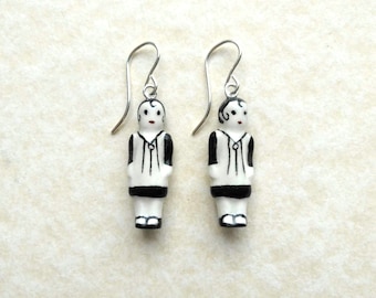 Frozen Charlotte Smock Dressed Doll with Sterling Silver Fittings and Ear wires