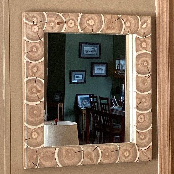 Wood Slice Mirror Etsy
