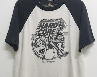 Vintage 90s 1997 hardcore Factory Tshirt size M/ graphics by rockin jelly bean/photo print/pornstar/artwork/90s clothing