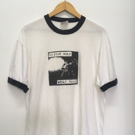 Vintage 90 guitar wolf punk rock band Tshirt size