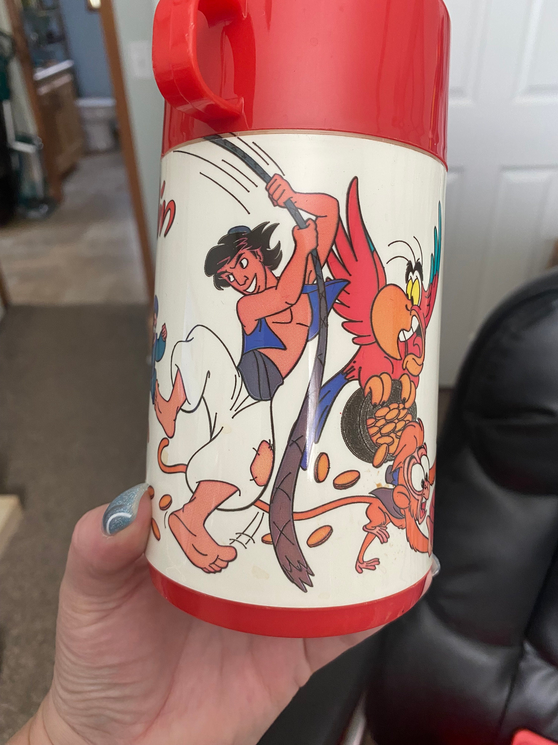 Disney Aladdin Plastic Lunchbox and Thermos 1990 Vintage