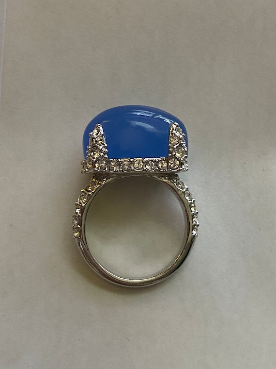 Nolan Miller Blue Cabochon Stone Rhinestone Ring -