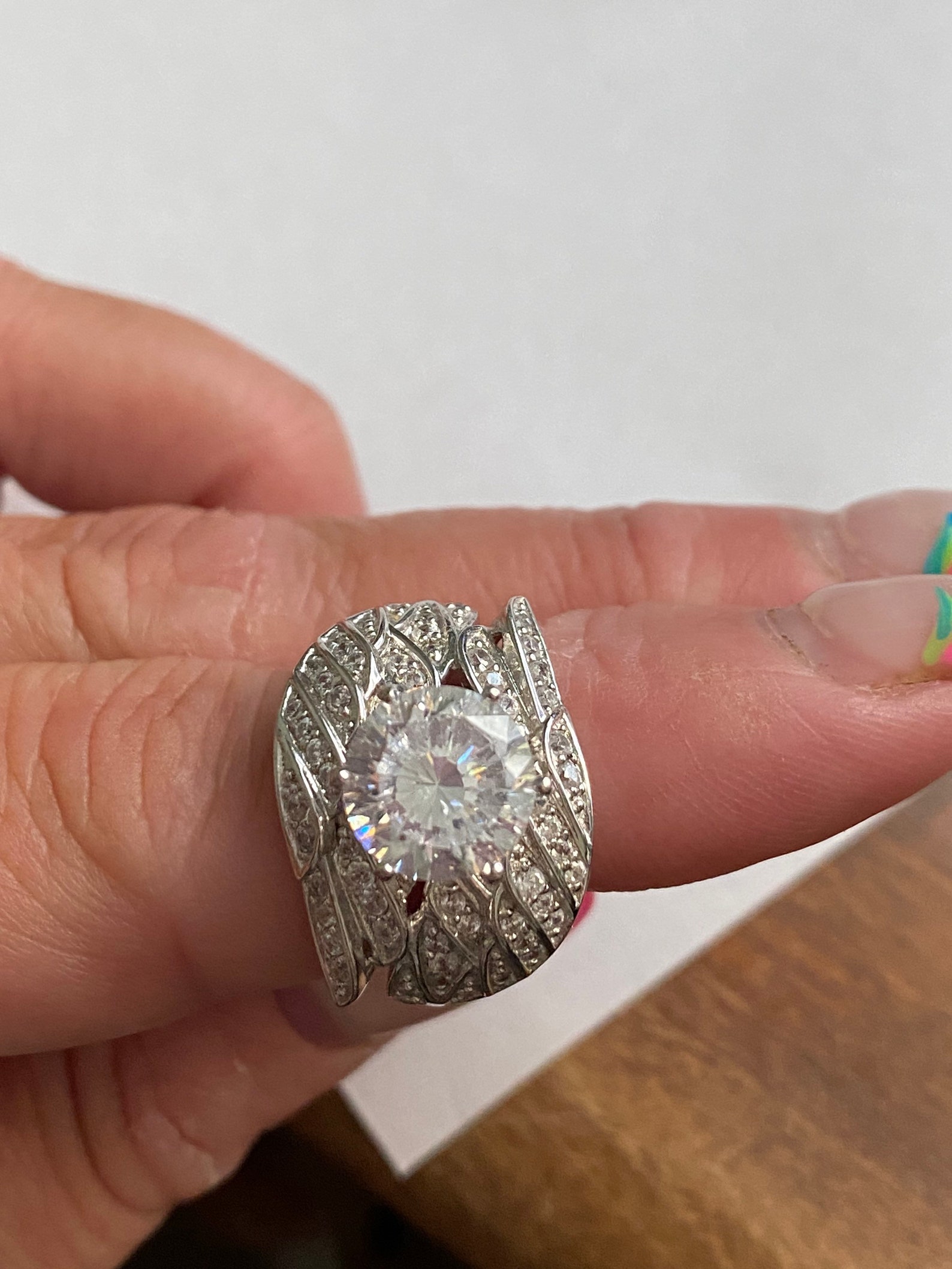 PAJ Sterling Silver 925 CZ Swirl Cocktail Ring SZ 7 25 Etsy