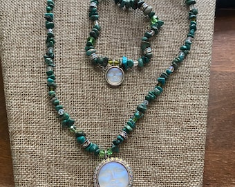 Kirks Folly SEAVIEW MOON Face Turquoise Crystal Bead Necklace With Bracelet!!!