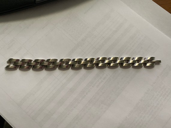 Heavy Sterling Silver 925 Interlocking Link Brace… - image 2