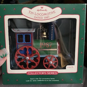 1987 Hallmark TIN LOKOMOTIVE Zug Weihnachtsverzierung Sammler Serie # 6 NIB