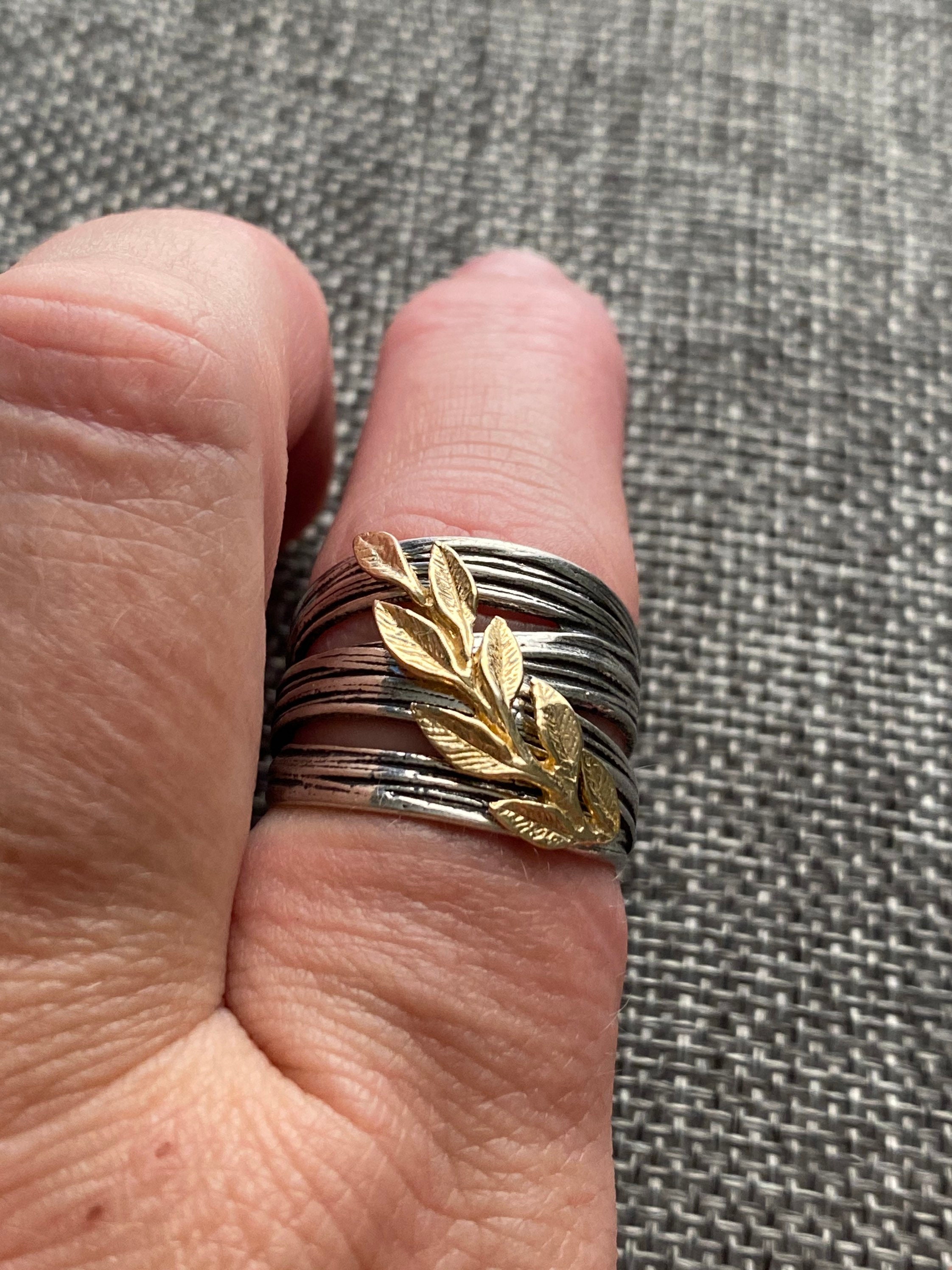 PZ PAZ Creations Sterling Silver Handmade Custom Leaf Ring