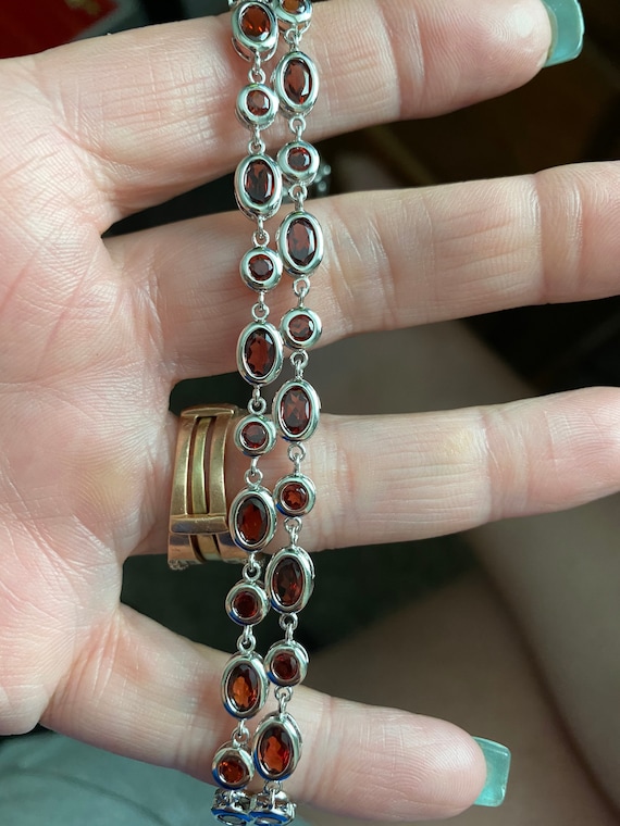 Signed DK Dave Kidd Sterling Silver Ruby Red Brac… - image 2