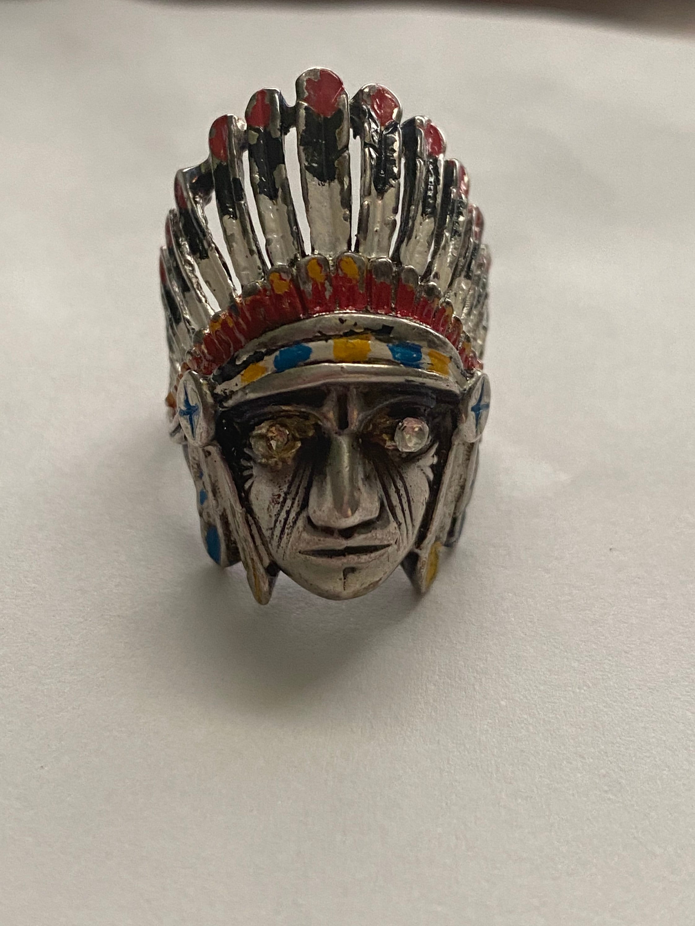 Vintage Sterling Silver Indian Chief Head Ring - Size 9 - Etsy