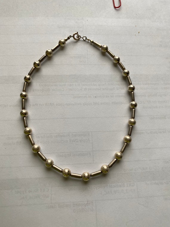 Vintage Sterling Silver Ball Bar Beaded Necklace!!