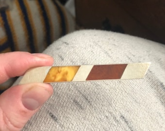 Vintage signerad slipsnål i sterlingsilver med inlägg av bärnsten!!!