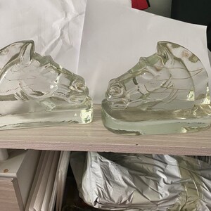 Vintage Trojan Horse Head Solid Glass Bookends Heavy-af