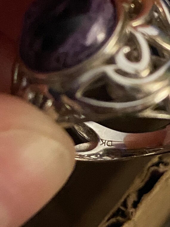 DK Signed JTV 925 Sterling Silver Purple Stone Statement Ring Size