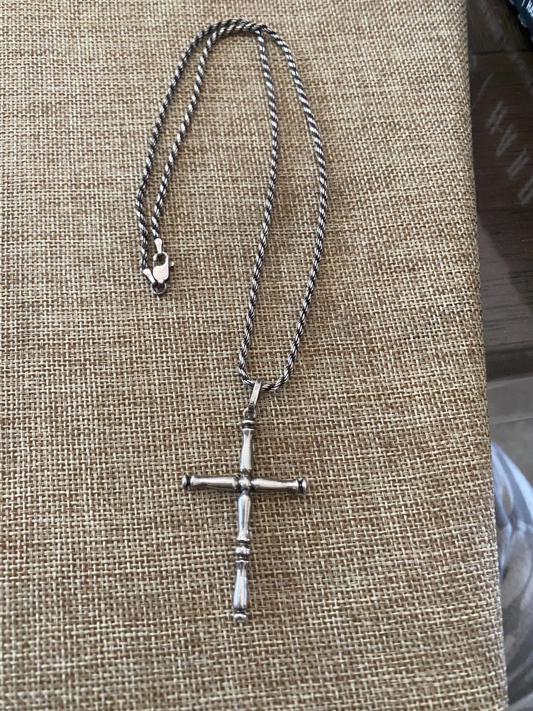 925 Sterling Silver Vintage Mexico Bamboo Cross Pendant With Milor ...
