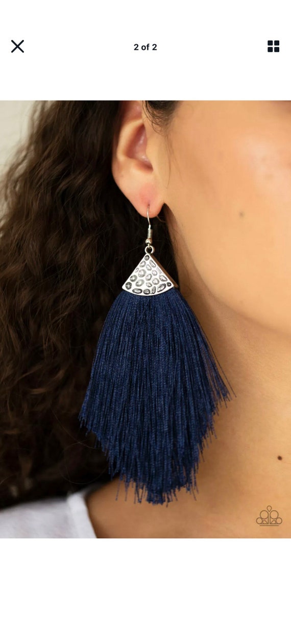 New Paparazzi Tassel Tempo Blue Earrings af Etsy